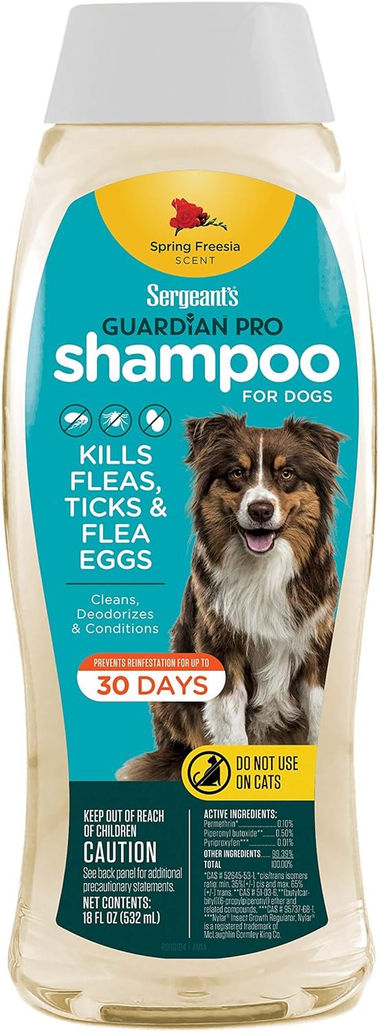 Sergeant’s Guardian Pro Flea & Tick Dog Shampoo, Spring Freesia Scent, 18 oz.