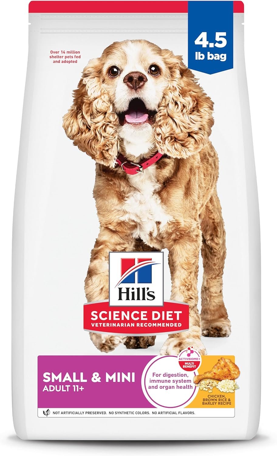 Hill’s Science Diet Senior 11+ Small & Mini Dry Dog Food, Chicken, Brown Rice, & Barley, 4.5 lb. Bag