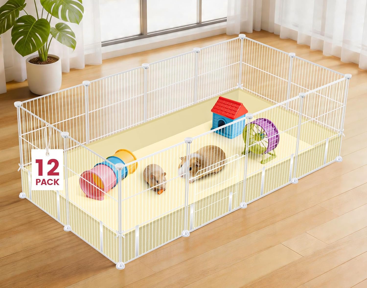 VISCOO 12 Panels Guinea Pig Cages, 48″ x 24″ x 16″ DIY Small Animal Playpen with Waterproof Mat, C&C Cage for Guinea Pigs, Bunny, Hamsters, Indoor Portable Metal Wire Yard Fence Rabbit Cage