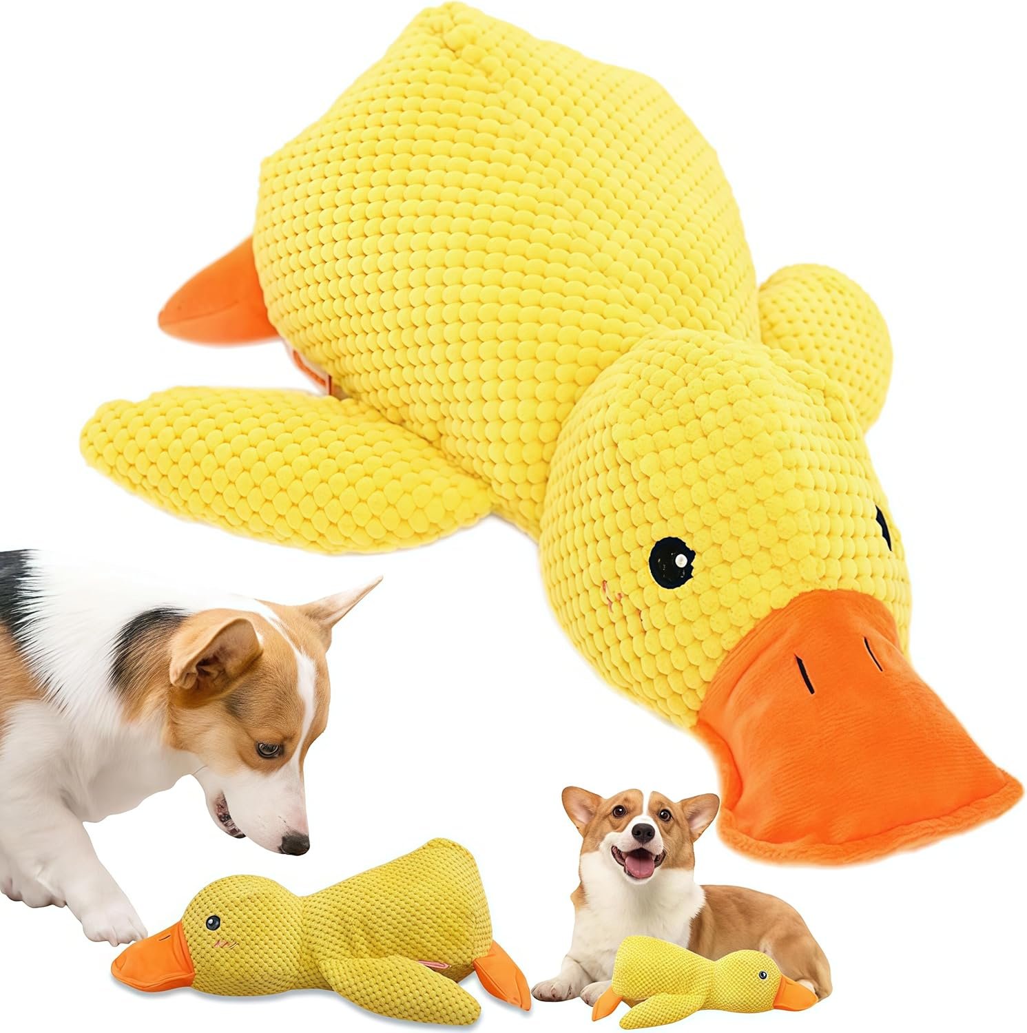 Koujut Dog Toys for Aggressive Chewers, 2025 Upgraded Duck Dog Toys Large Dogs Indestructible for Large Medium Small Dogs (Yellow, M-8.66 * 9.87in)