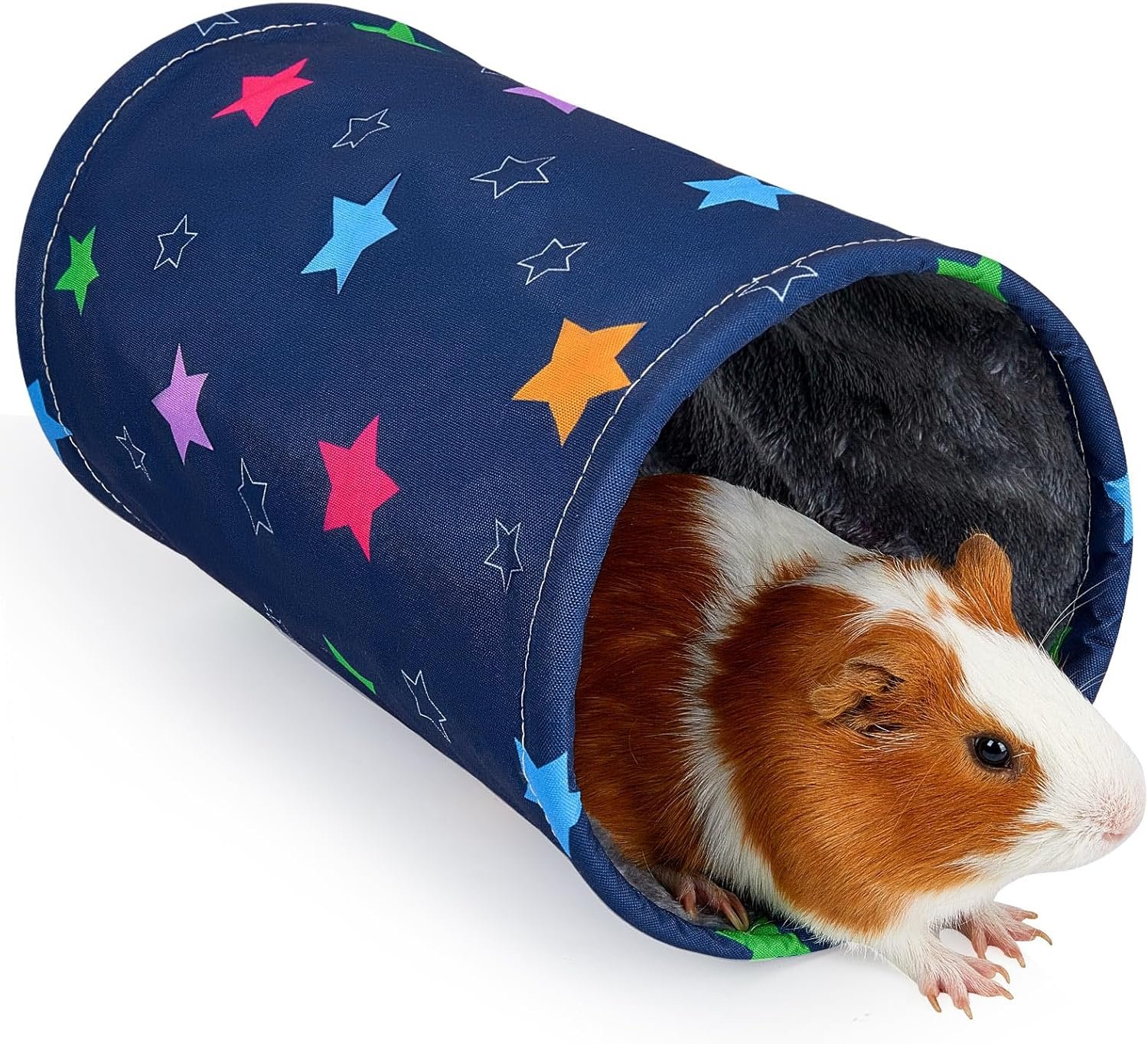 Glittme Guinea Pig Tunnel Washable Guinea Pigs Hideout Portable Rabbit Tunnels Soft Ferret Tunnel for Playing Resting Guinea Pig Accessories for Hedgehogs, Hamster,Colorful Stars