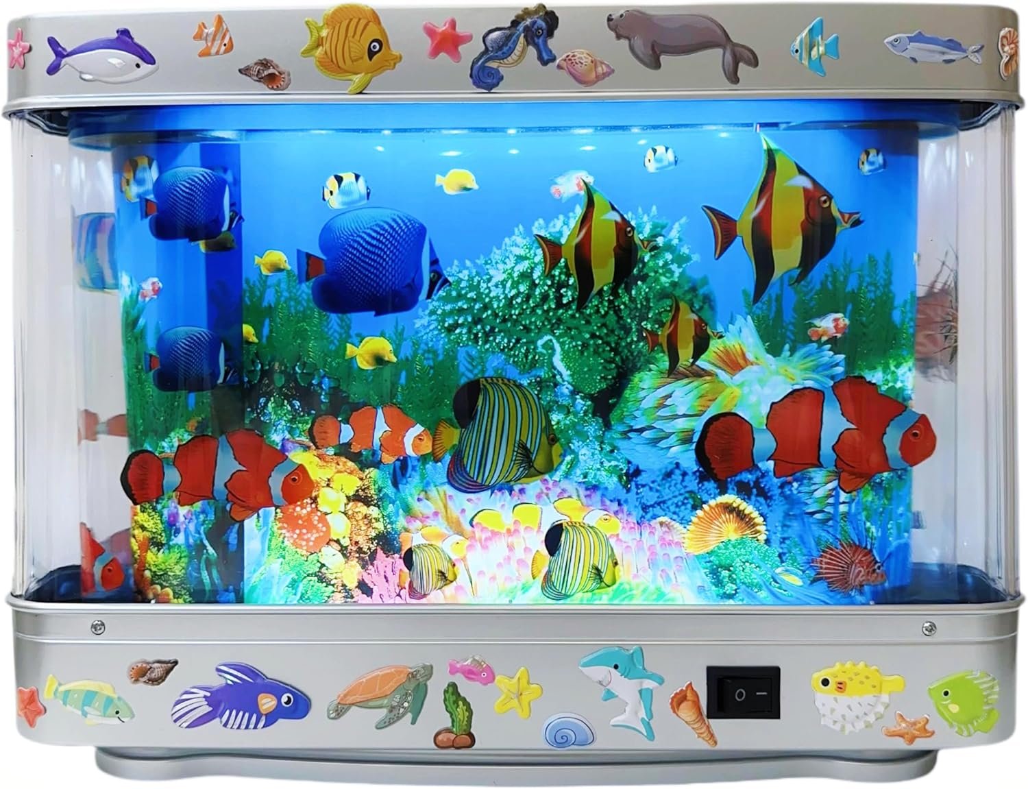 Fake Fish Tank Lamp – Moving Aquarium Night Light with Virtual Ocean Effect, 80s Retro Design for Adult Relaxation, Artificial Aquarium Decorative Lamp for Kids’ Room and Cat Owners(US Plug)