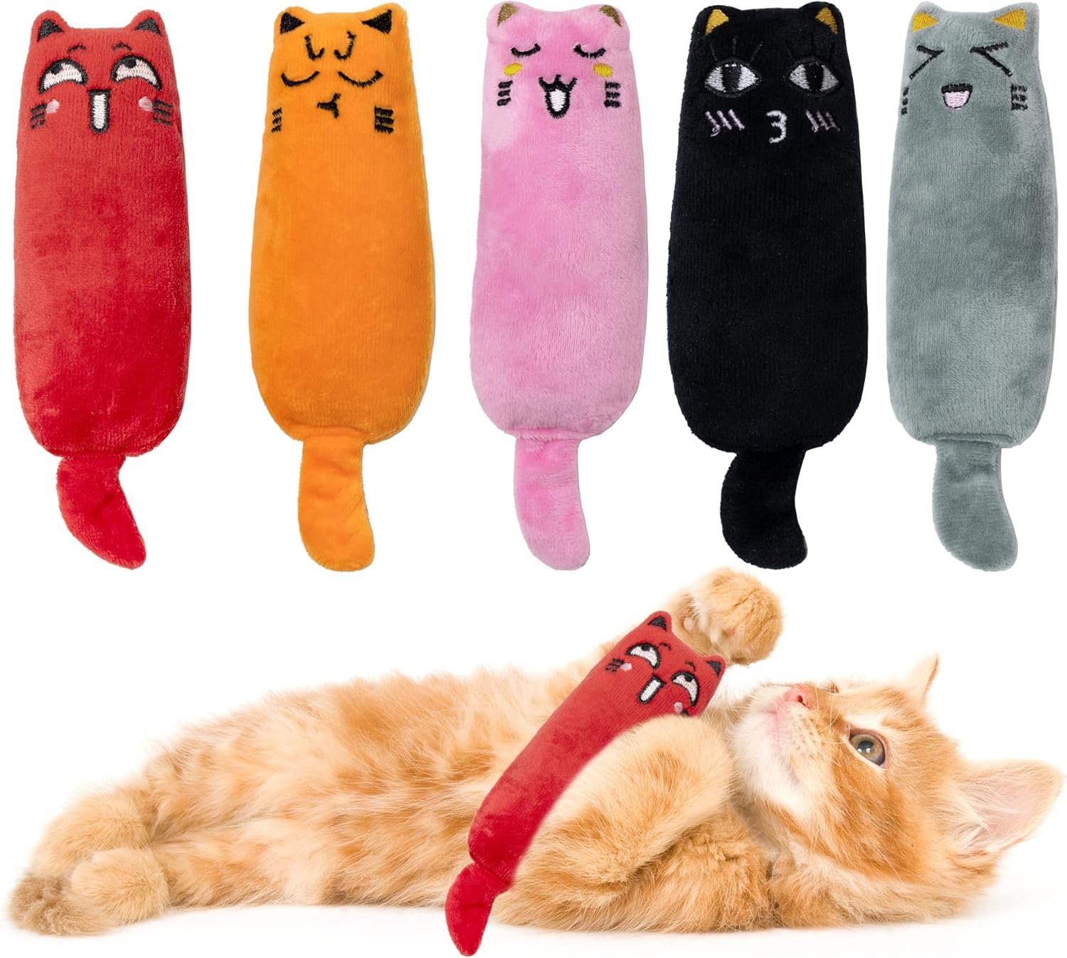 5pcs Catnip Toys, Funny cat Toy, bite Resistant cat Toys, Indoor Cartoon cat Toys for cat,cat chew Toy