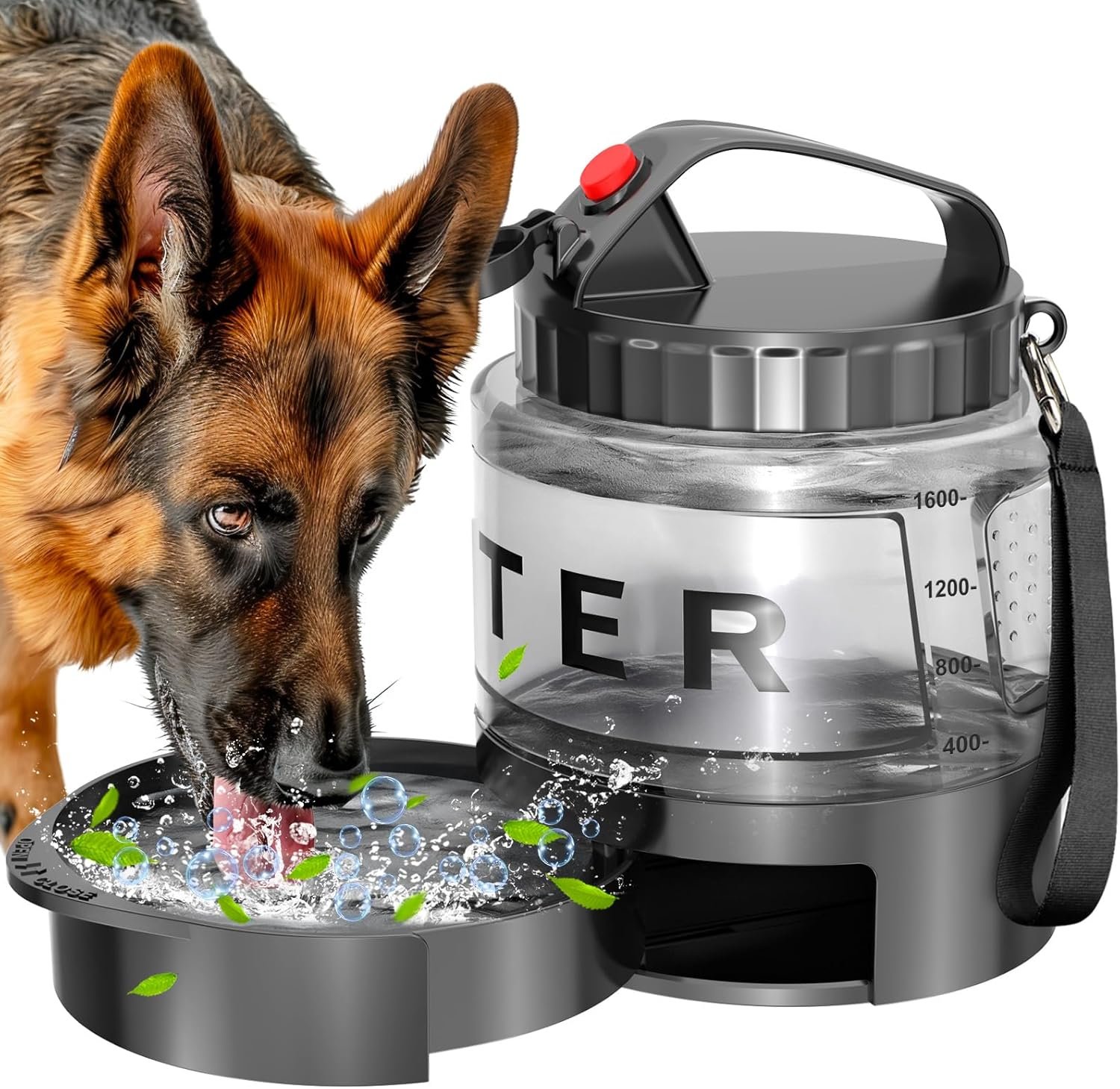 Dog Water Bottle Travel Bowl – 56oz Large Portable Dog Water Bowls Dispenser for Camping Essentials Hiking Traveling Beach Car Accessories, Leak Proof Pet Drinking Bottle Jug Bowls Dispenser