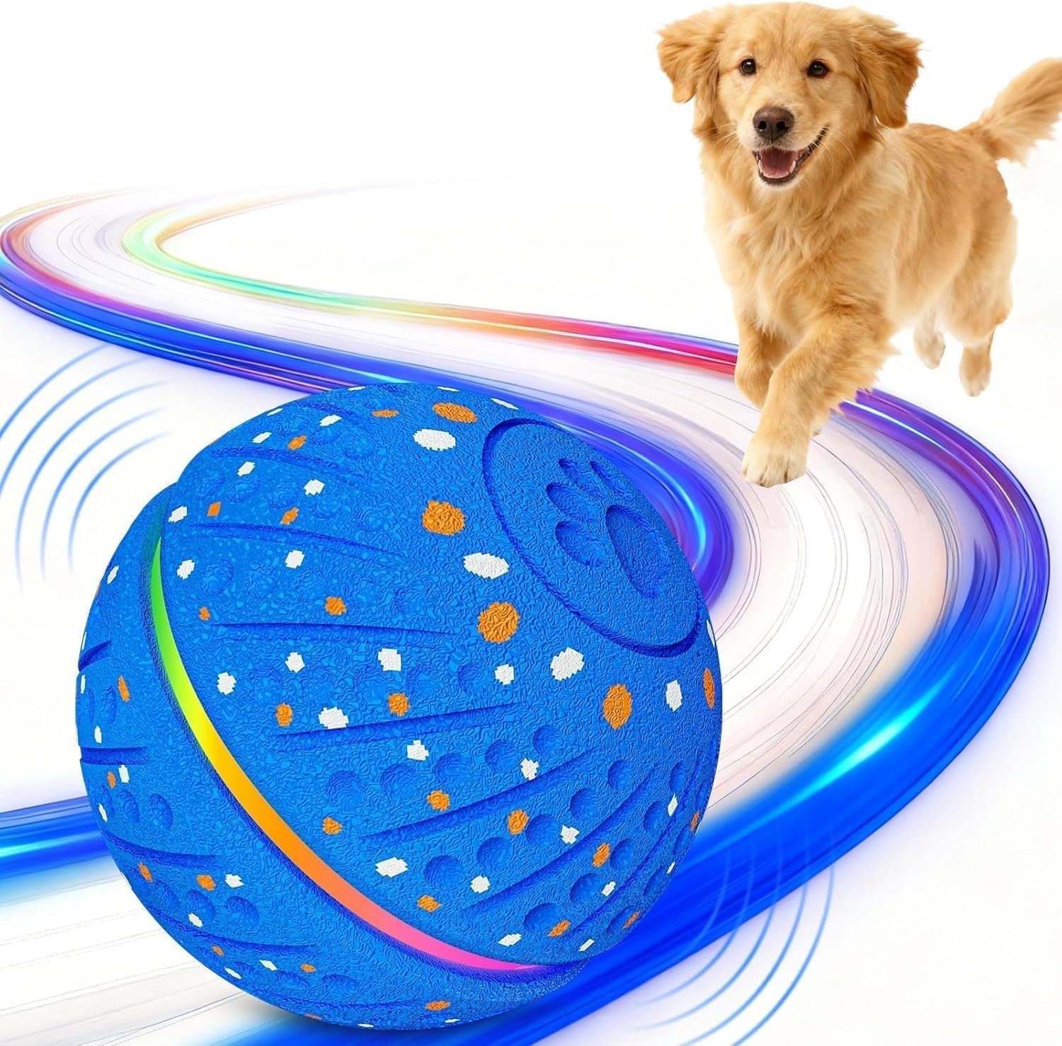 Interactive Dog Toys Dog Ball – 3 Play Modes Smart Moving Bouncing Dogs Ball, E-TPU with RGB Lights, Automatic Rolling Dog Toy for Small Medium Dogs to Keep Them Busy and Boredom Relief (Blue)