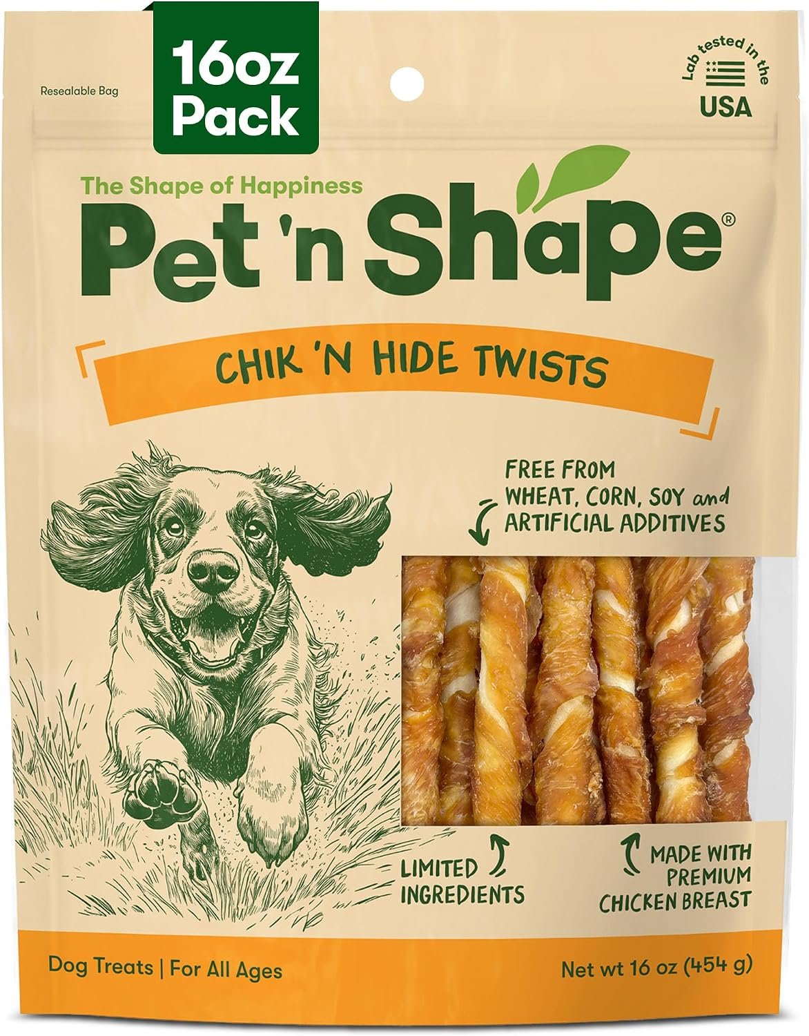 Pet ‘n Shape Chik ‘n Hide Twists – Chicken Wrapped Rawhide Natural Dog Treats, Small, 16 oz