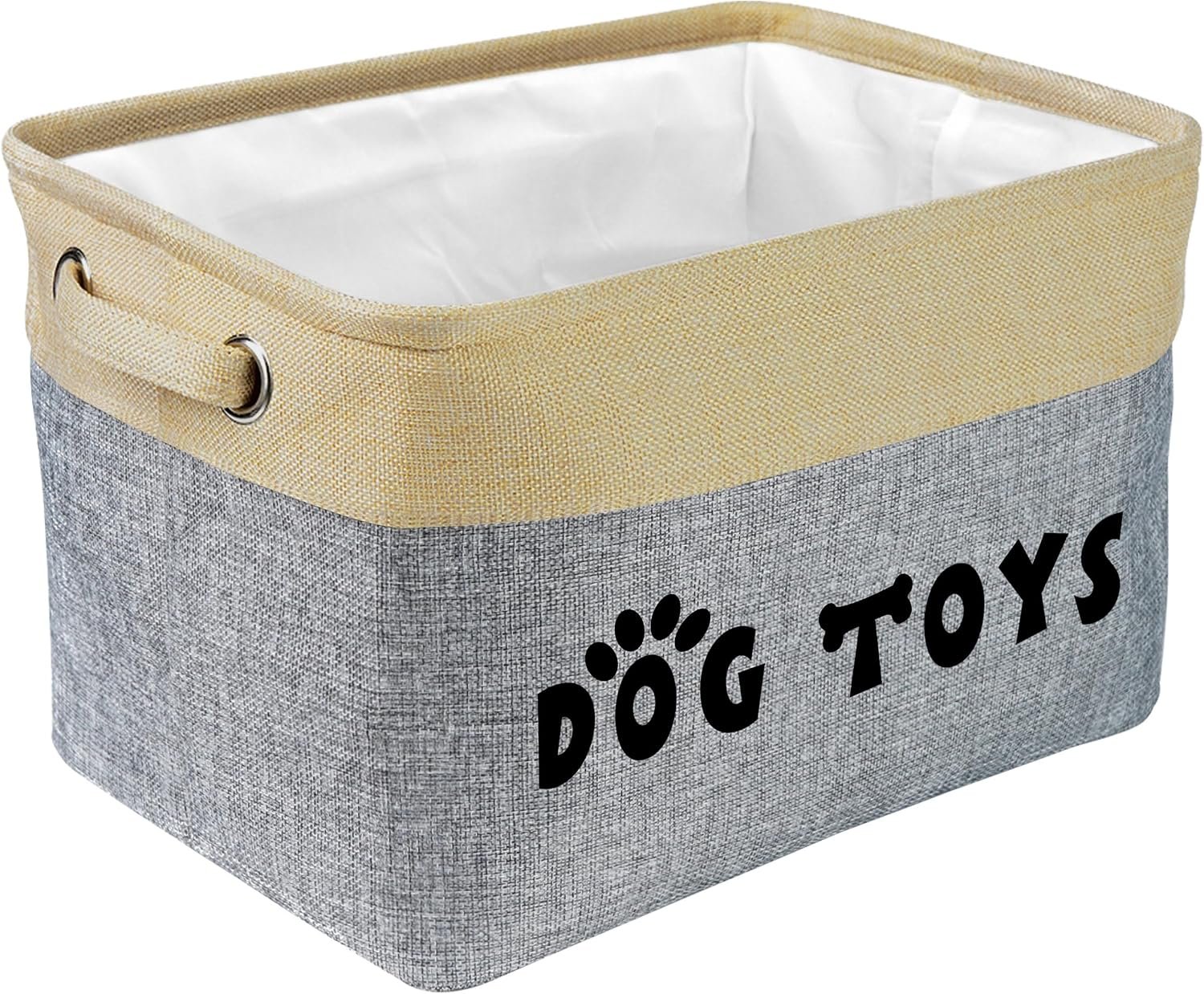 PET ARTIST Dog Toy Basket, Large Collapsible, Gray, M: 15″x11″x9″ | Dog Toy Bin Box, Comfortable Handles, Large Pet Toy Storage Organizer, For Accessories, Toys, Coat & Clothing, Blanket Leash